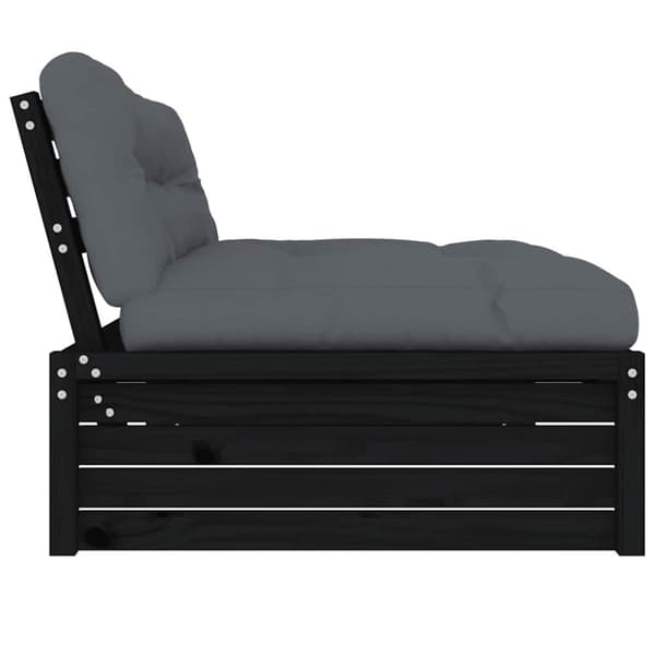 vidaXL Midtsofa svart 120x80 cm heltre furu