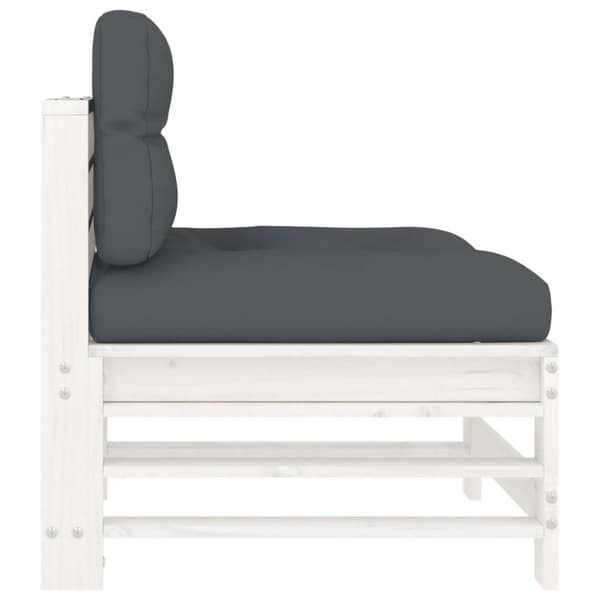 vidaXL midtermodul med hynder massivt fyrretræ hvid