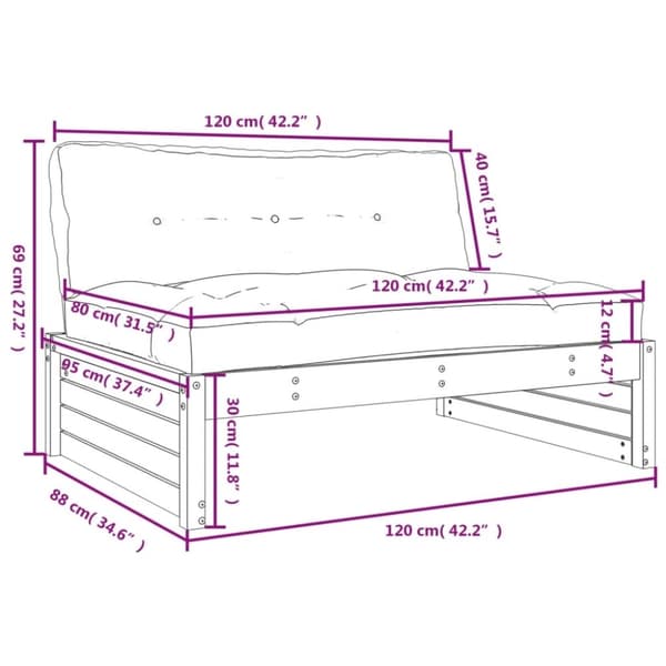 vidaXL Keskisohva musta 120x80 cm täysi mänty