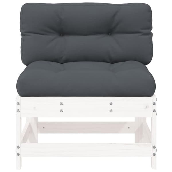 vidaXL Midtsofa med puter hvit heltre furu