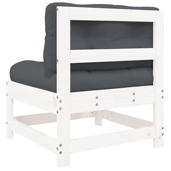 vidaXL Midtsofa med puter hvit heltre furu