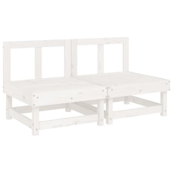 vidaXL Midtsofaer med puter 2 stk hvit heltre furu
