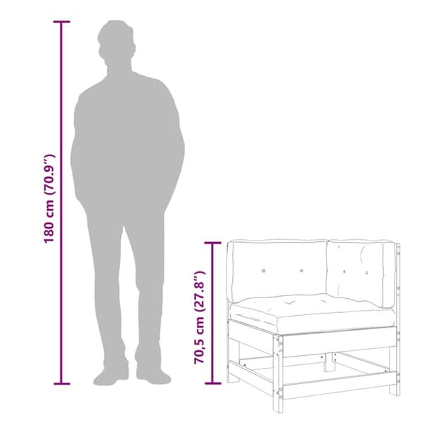 vidaXL Hjørnesofa med puter heltre furu