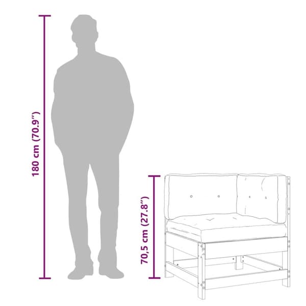 vidaXL Hörnsektion till soffa med dynor grå massiv furu
