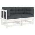 Miniatyrbillede 3 af 11: vidaXL hjørnemoduler til sofa 2 stk. med hynder massivt fyrretræ hvid