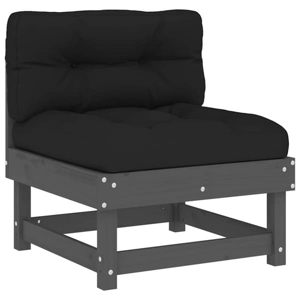 vidaXL Midtsofaer med puter 2 stk grå heltre furu