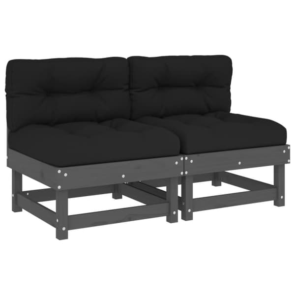 vidaXL Midtsofaer med puter 2 stk grå heltre furu