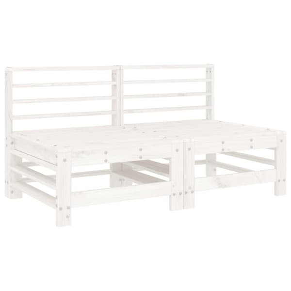 vidaXL Midtsofaer med puter 2 stk hvit heltre furu