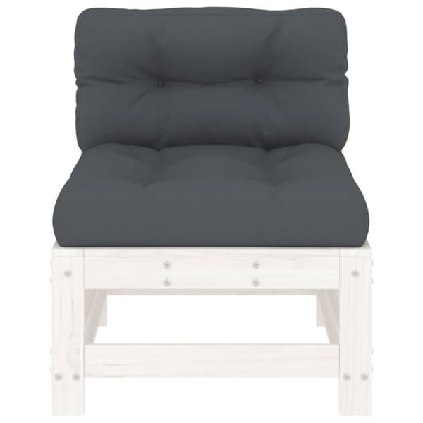 vidaXL Midtsofaer med puter 2 stk hvit heltre furu