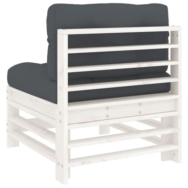 vidaXL Midtsofaer med puter 2 stk hvit heltre furu