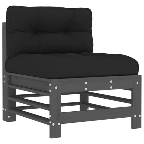 vidaXL Midtsofaer med puter 2 stk grå heltre furu