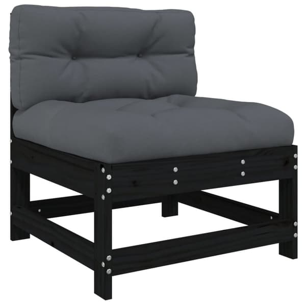 vidaXL midtermoduler til sofa 2 stk. med hynder massivt fyrretræ sort