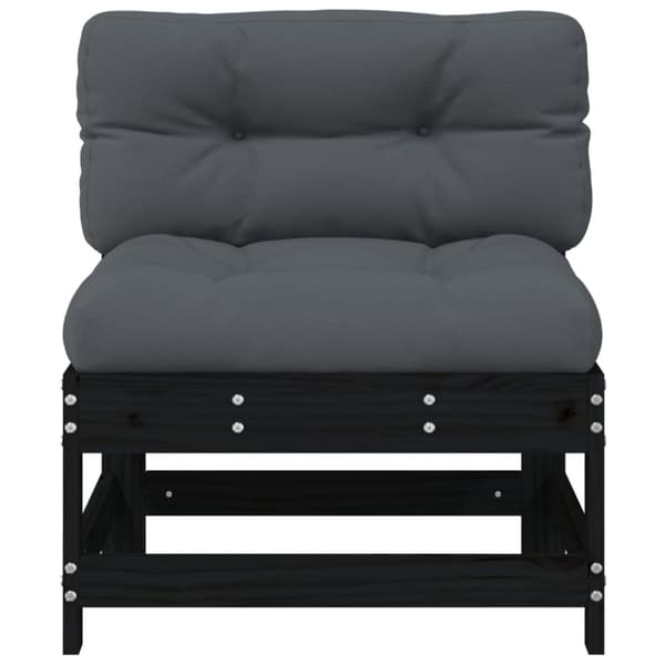 vidaXL midtermoduler til sofa 2 stk. med hynder massivt fyrretræ sort