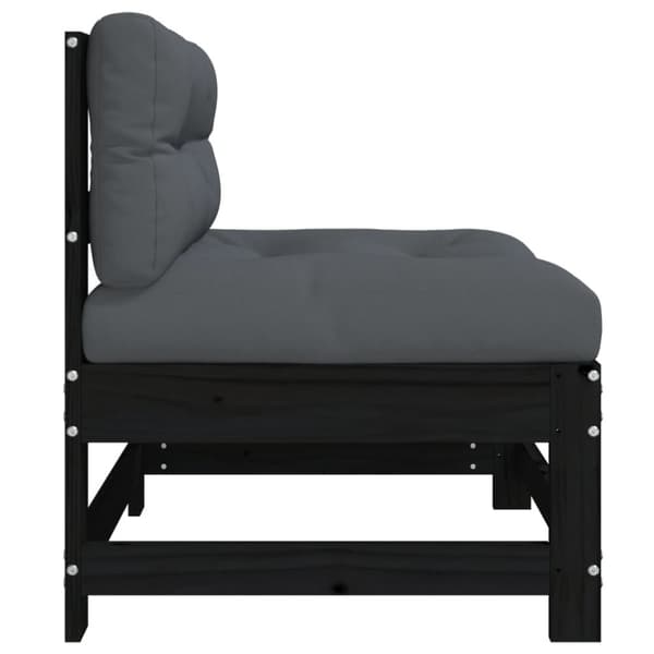 vidaXL midtermoduler til sofa 2 stk. med hynder massivt fyrretræ sort