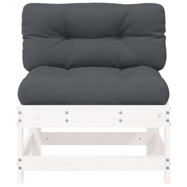 vidaXL Midtsofaer med puter 2 stk hvit heltre furu