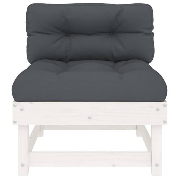 vidaXL Midtsofa med puter hvit heltre furu