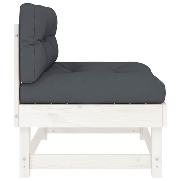 vidaXL Midtsofa med puter hvit heltre furu