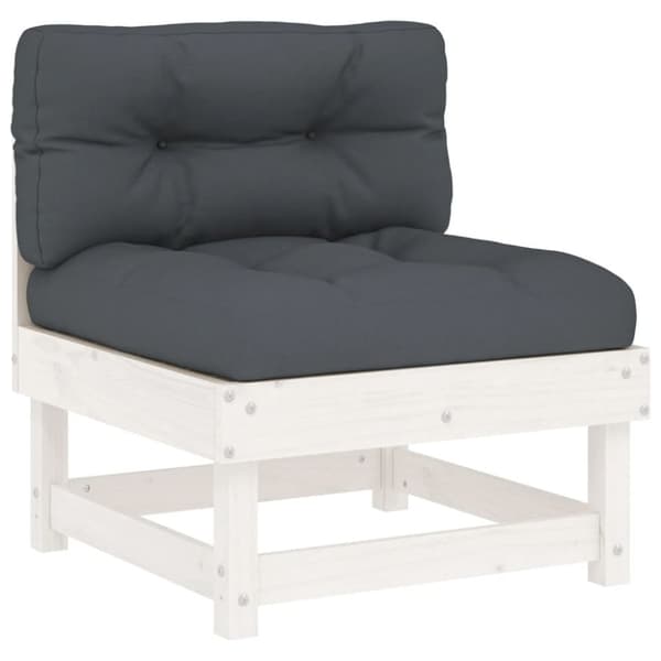 vidaXL Midtsofa med puter hvit heltre furu