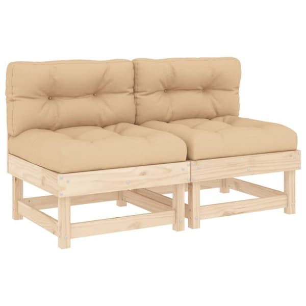 vidaXL Midtsofaer med puter 2 stk heltre furu