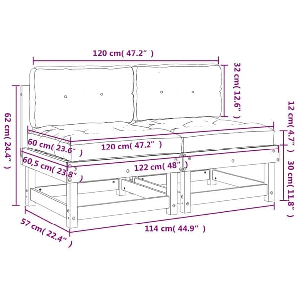 vidaXL Midtsofaer med puter 2 stk heltre douglas
