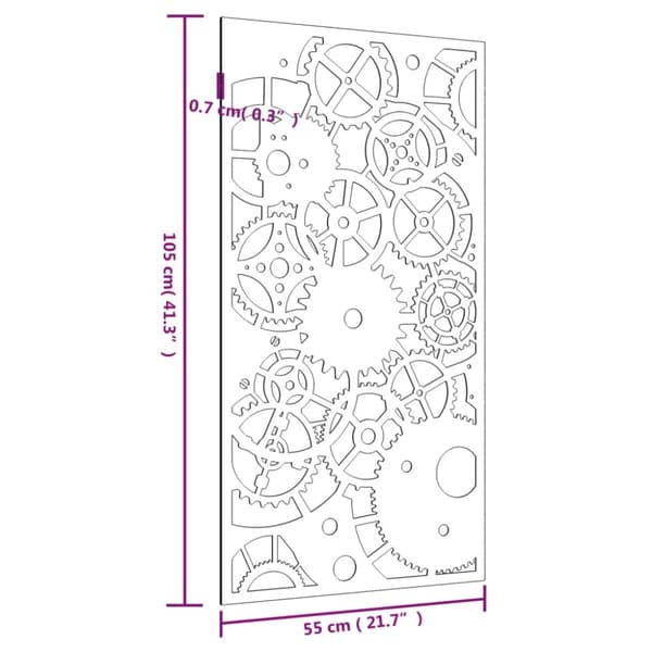 vidaXL udendørs vægdekoration 105x55 cm tandhjulsdesign cortenstål