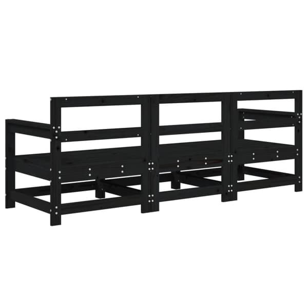 vidaXL Hagesofagruppe 3 deler svart heltre furu