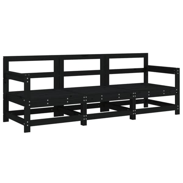 vidaXL Hagesofagruppe 3 deler svart heltre furu