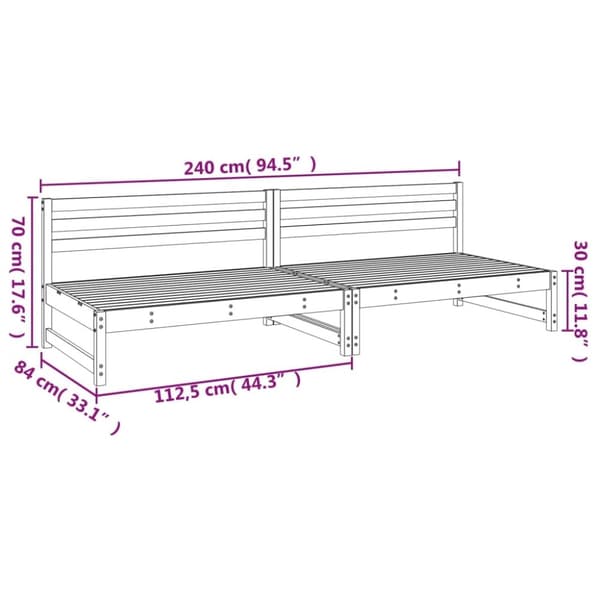 vidaXL midtermoduler til havesofa 2 stk. 120x80 cm massivt fyr grå