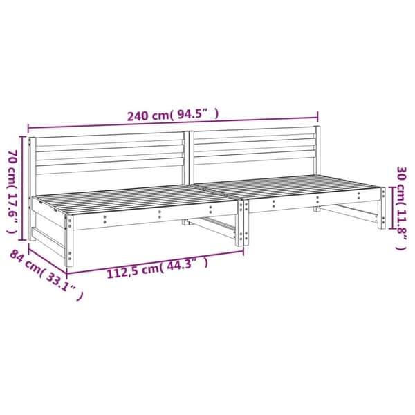 vidaXL Puutarhan keskisohvat 2 kpl valkoinen 120x80 cm täysi mänty