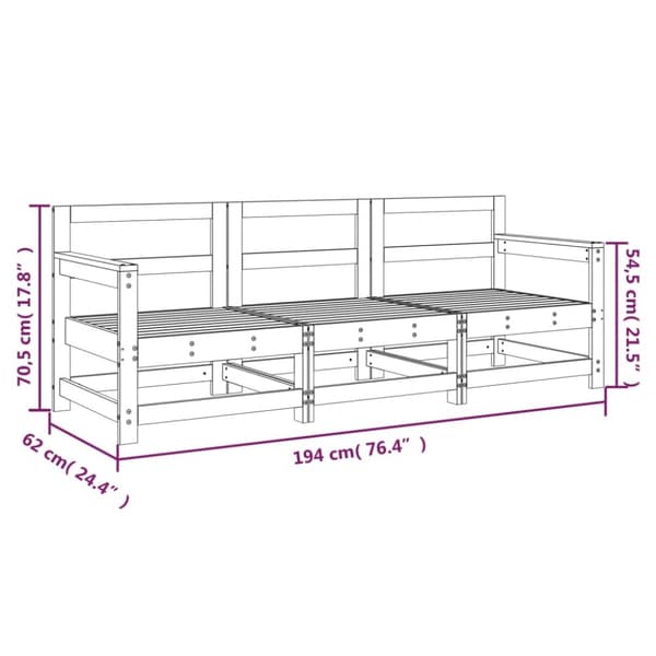 vidaXL Hagesofagruppe hvit 3 deler heltre furu