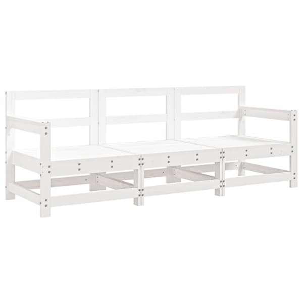 vidaXL Hagesofagruppe hvit 3 deler heltre furu