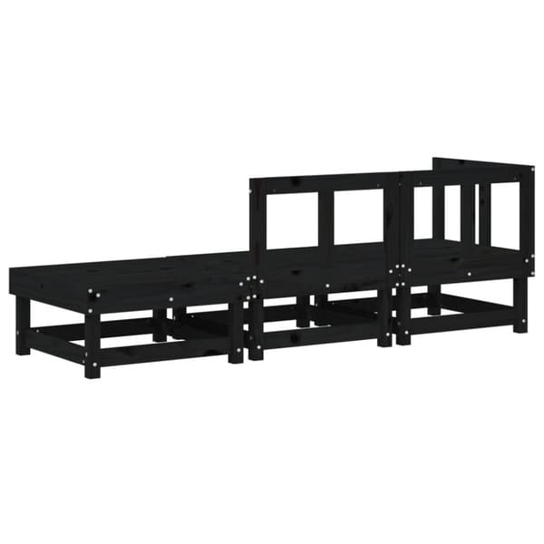 vidaXL Loungegrupp 3 delar svart massiv furu