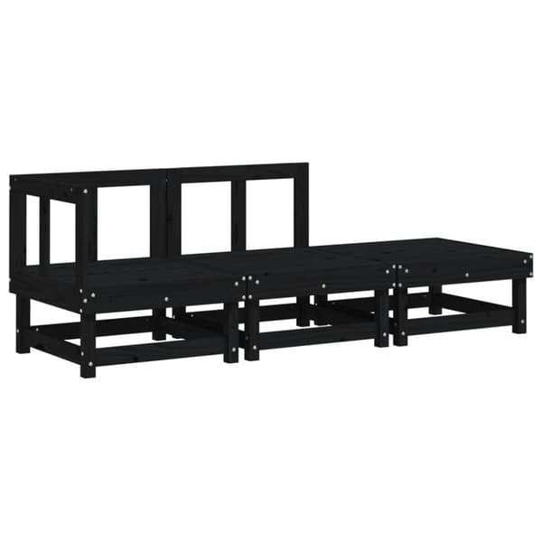 vidaXL Loungegrupp 3 delar svart massiv furu