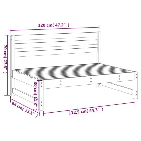 vidaXL Mittensoffa grå 120x80 cm massiv furu
