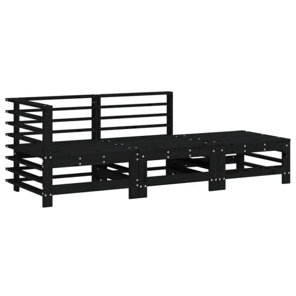 vidaXL Loungegrupp 3 delar svart massiv furu