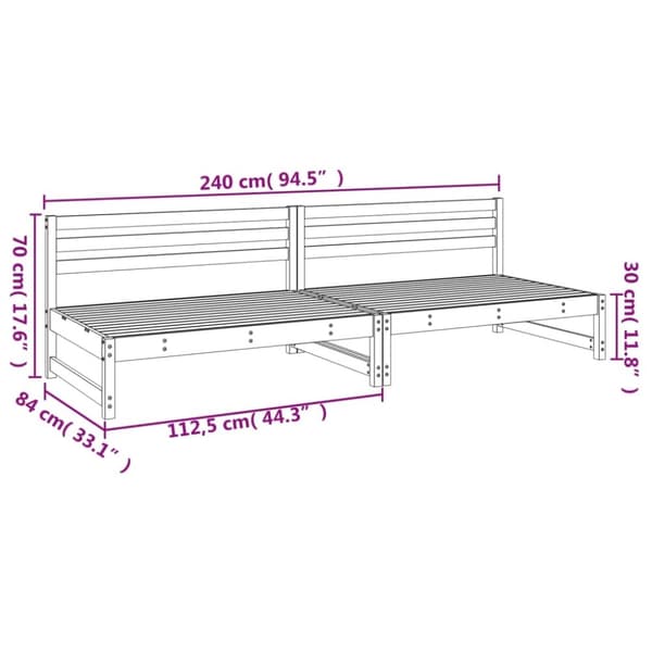 vidaXL Utendørs midtsofaer 2 stk 120x80 cm impregnert furu