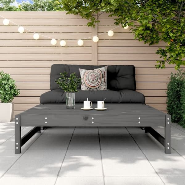 vidaXL Fotpall för trädgården grå 120x80 cm massiv furu