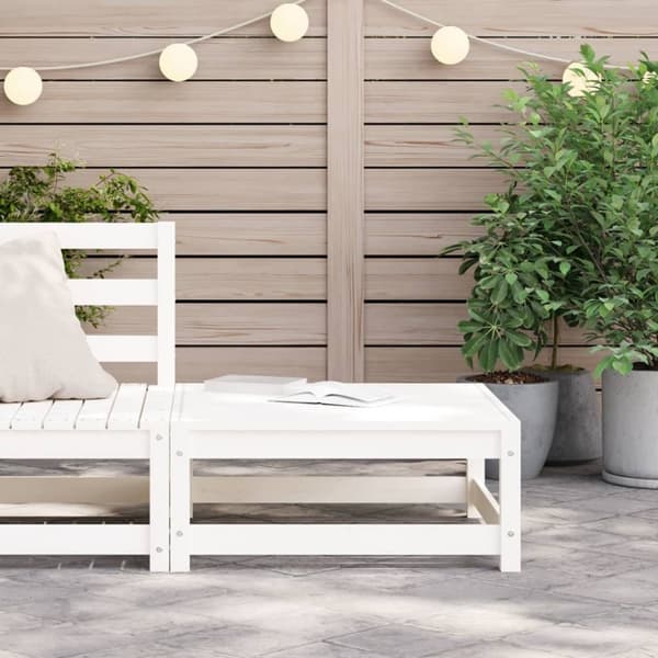vidaXL Fotskammel til hage hvit 70x70x30 cm heltre furu