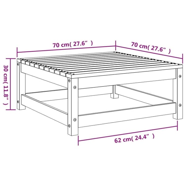 vidaXL Fotskammel til hage hvit 70x70x30 cm heltre furu
