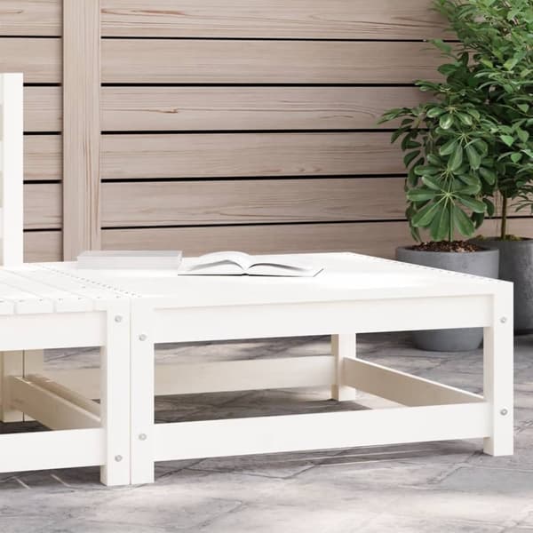 vidaXL Fotskammel til hage hvit 70x70x30 cm heltre furu