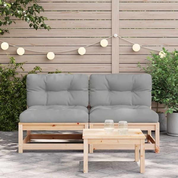 vidaXL Hagesofaer uten armlener med puter 2 stk heltre furu