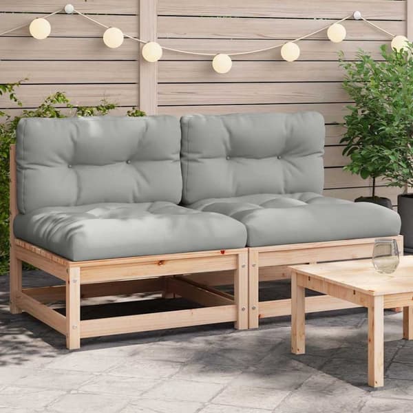 vidaXL Hagesofaer uten armlener med puter 2 stk heltre furu