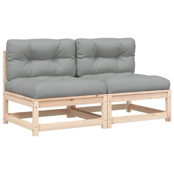 vidaXL Hagesofaer uten armlener med puter 2 stk heltre furu