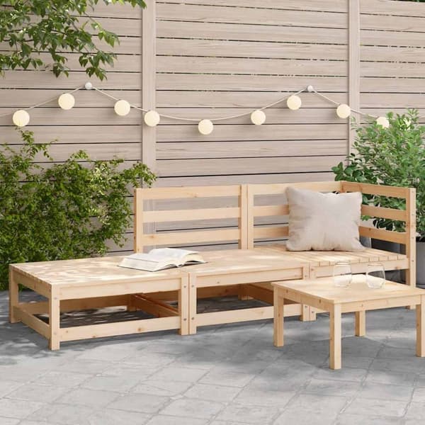 vidaXL 2-personers havesofa med fodskammel massivt fyrretræ