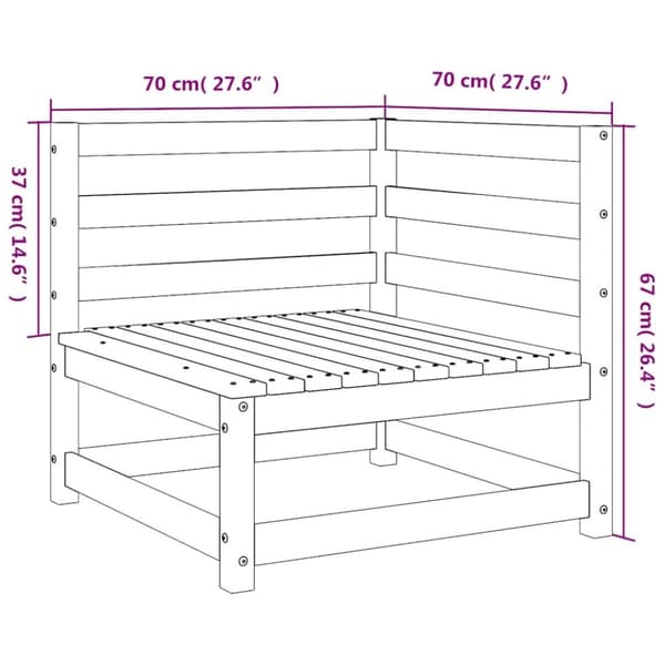 vidaXL hjørnemoduler 2 stk. til havesofa 70x70x67 cm massivt fyrretræ