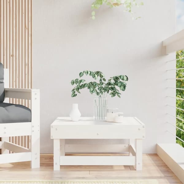 vidaXL Hagefotskammel hvit heltre furu