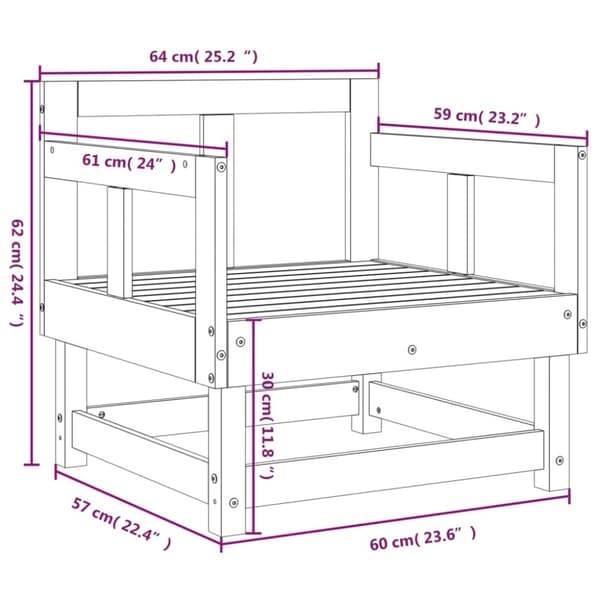 vidaXL Hagestoler 2 stk hvit heltre furu