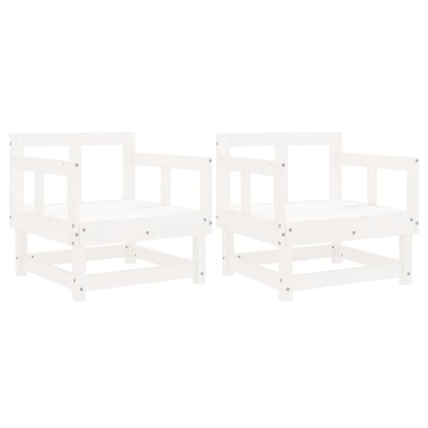 vidaXL Hagestoler 2 stk hvit heltre furu