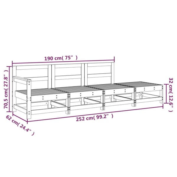 vidaXL Hagesofagruppe 4 deler heltre furu