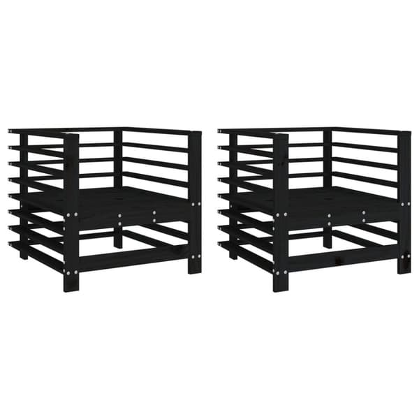 vidaXL Hagestoler 2 stk svart heltre furu